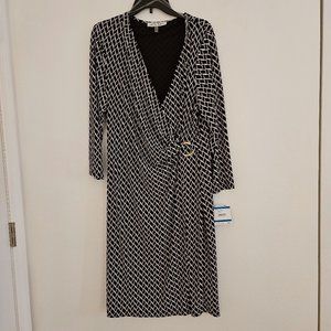 NWT Kasper's Faux-Wrap Silhouette, Sheath Dress Career Office Church